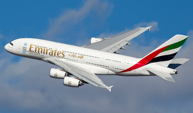 Emirates A380-800 (Photo by Marten Visser via Wikimedia Commons)